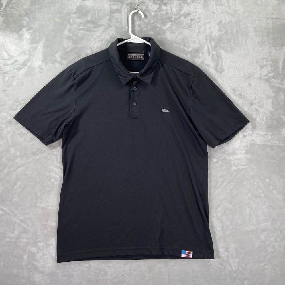GoRuck Shirt Mens Large Polo The American USA Made Tough 365 Black Short Sleeve